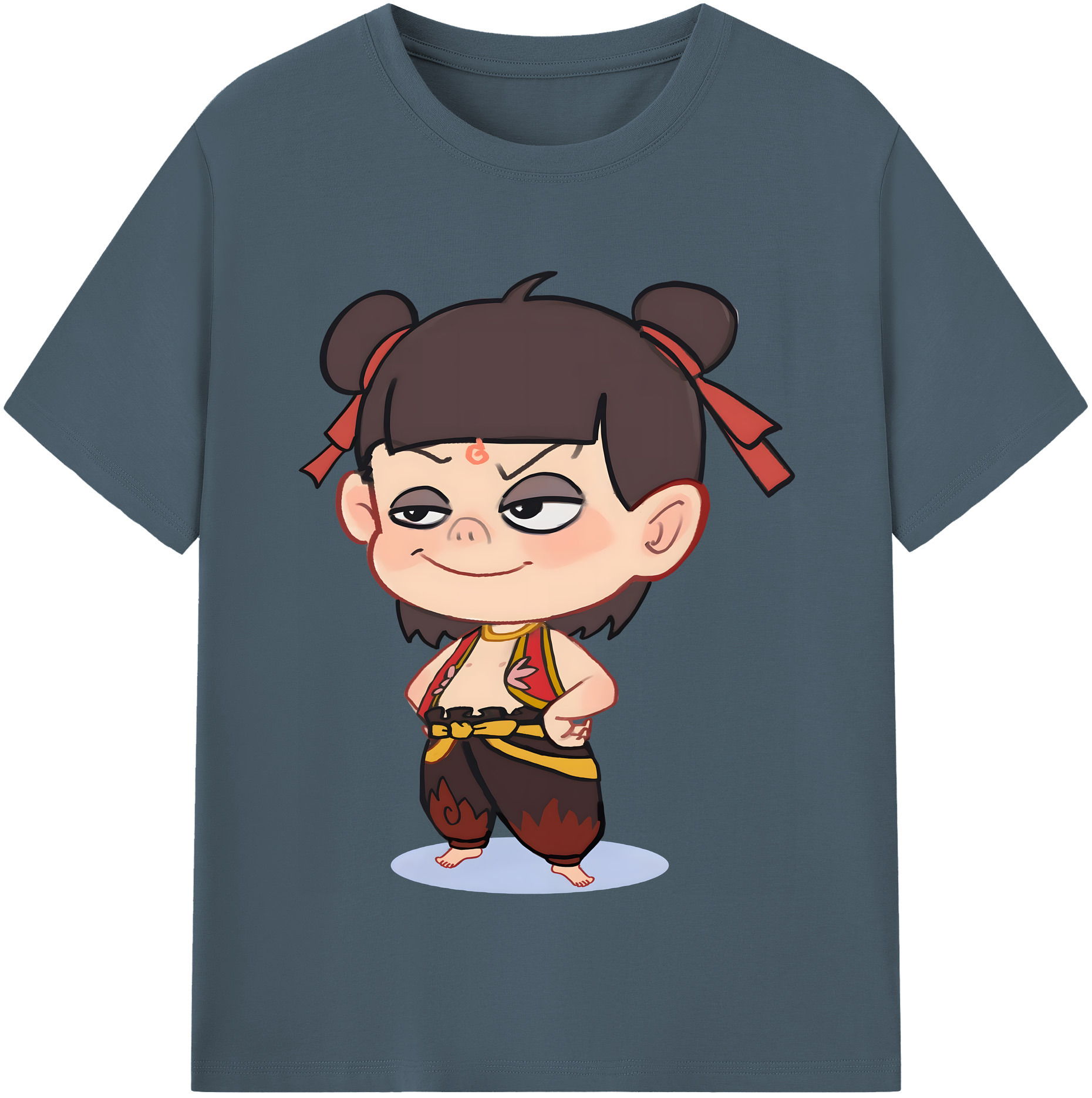 （画像用） Ne Zha 2 ナタ 魔童の大暴れ 綿100％半袖Tシャツ（フロントプリント）